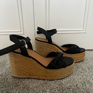 Crown Vintage Black Wedge Sandals